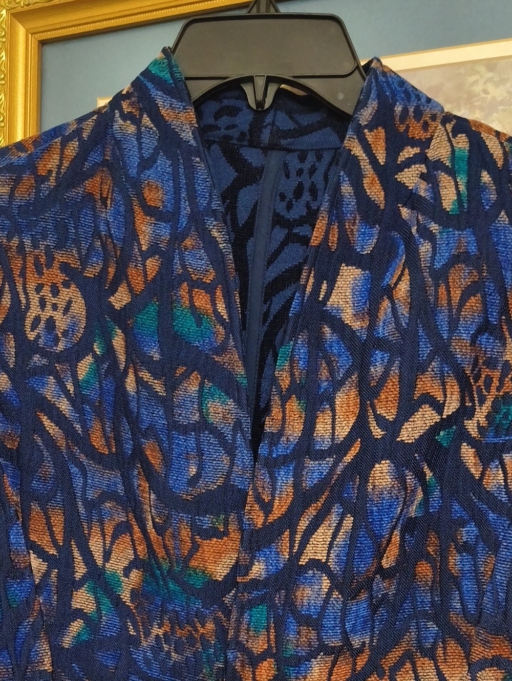 vintage reversible jacquard jacket rich abstract Office Y2k Large - Picture 6 of 10